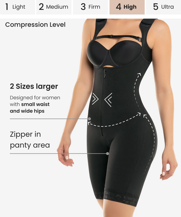 462 - High compression bodysuit with zip crotch