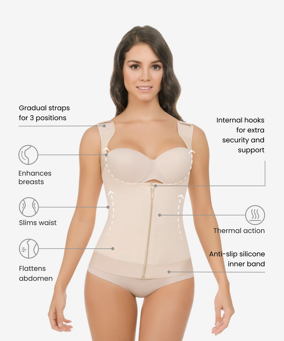 OPEN BUST MID THIGH POSTPARTUM COMPRESSION SHAPEWEAR GIRDLE AFTER
