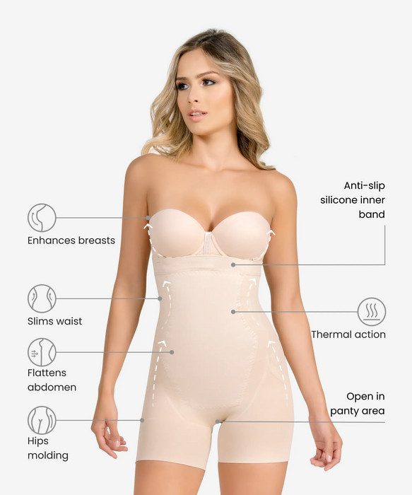 1588 - Seamless Strapless Thermal Full Body Shaper